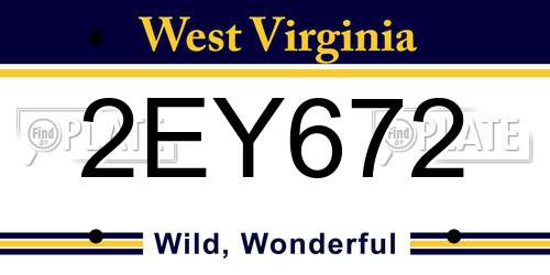2EY672 West Virginia License Plate