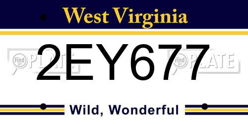 2EY677 West Virginia License Plate