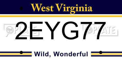 2EYG77 West Virginia License Plate