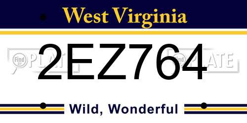 2EZ764 West Virginia License Plate