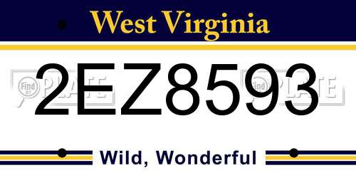 2EZ8593 West Virginia License Plate