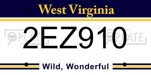 2EZ910 West Virginia License Plate