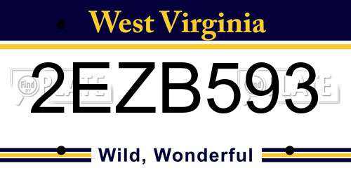2EZB593 West Virginia License Plate