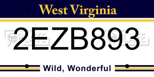 2EZB893 West Virginia License Plate