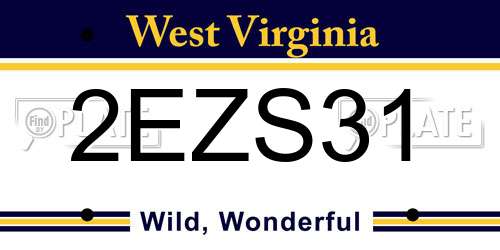 2EZS31 West Virginia License Plate