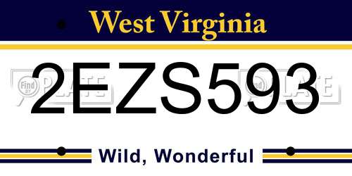 2EZS593 West Virginia License Plate