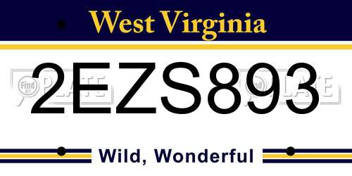 2EZS893 West Virginia License Plate