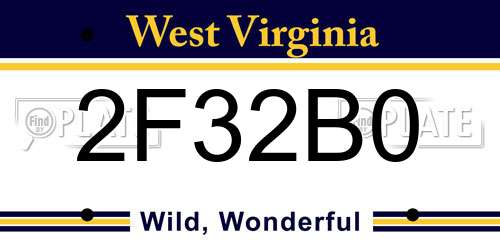 2F32B0 West Virginia License Plate