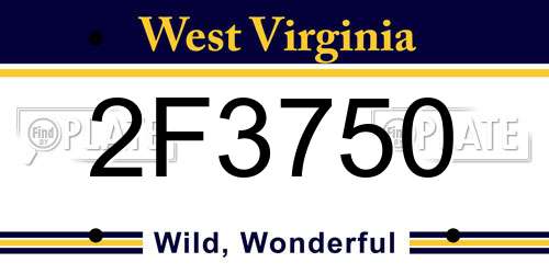 2F3750 West Virginia License Plate