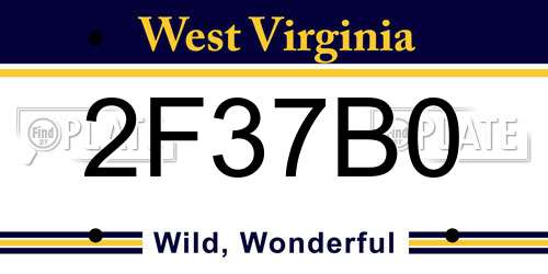 2F37B0 West Virginia License Plate