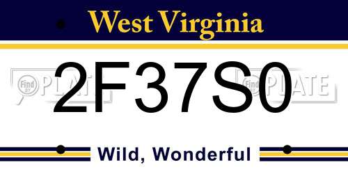 2F37S0 West Virginia License Plate