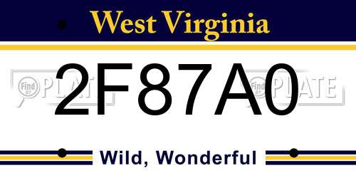 2F87A0 West Virginia License Plate