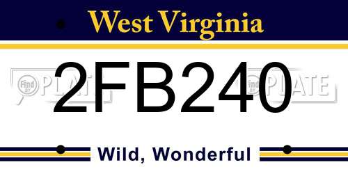 2FB240 West Virginia License Plate