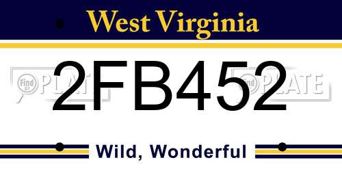 2FB452 West Virginia License Plate