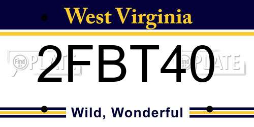 2FBT40 West Virginia License Plate