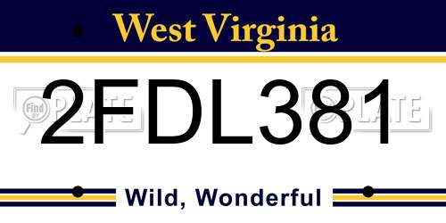 2FDL381 West Virginia License Plate