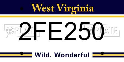 2FE250 West Virginia License Plate