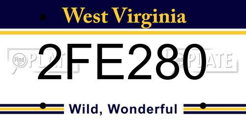 2FE280 West Virginia License Plate