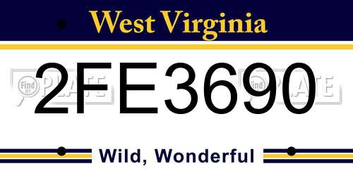 2FE3690 West Virginia License Plate