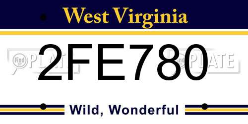 2FE780 West Virginia License Plate
