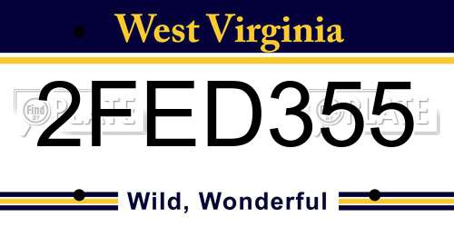 2FED355 West Virginia License Plate