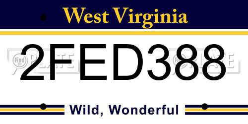 2FED388 West Virginia License Plate