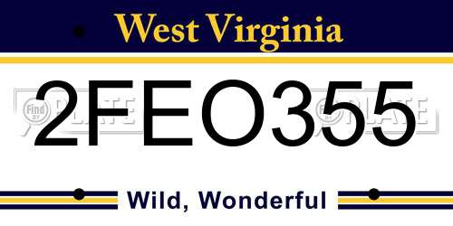 2FEO355 West Virginia License Plate