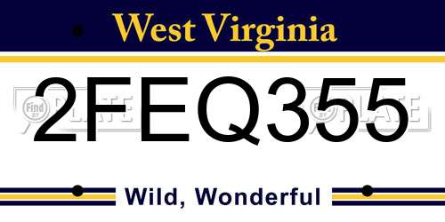 2FEQ355 West Virginia License Plate
