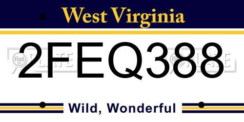 2FEQ388 West Virginia License Plate