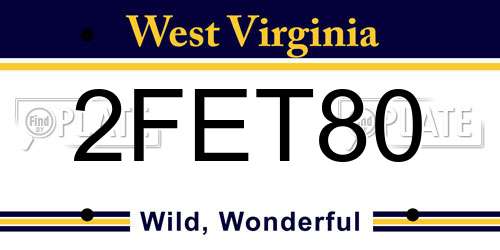 2FET80 West Virginia License Plate
