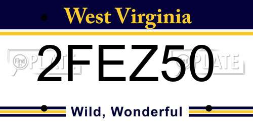 2FEZ50 West Virginia License Plate