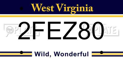 2FEZ80 West Virginia License Plate