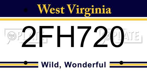 2FH720 West Virginia License Plate