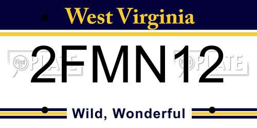 2FMN12 West Virginia License Plate
