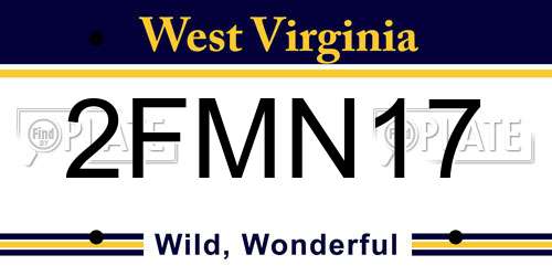 2FMN17 West Virginia License Plate