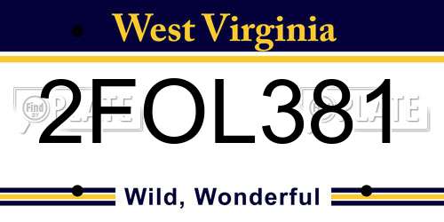2FOL381 West Virginia License Plate