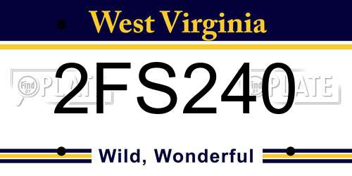 2FS240 West Virginia License Plate