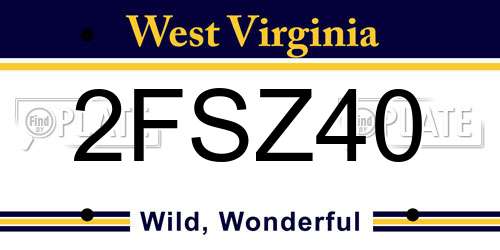 2FSZ40 West Virginia License Plate