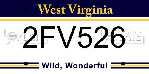 2FV526 West Virginia License Plate