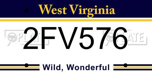 2FV576 West Virginia License Plate