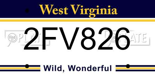 2FV826 West Virginia License Plate
