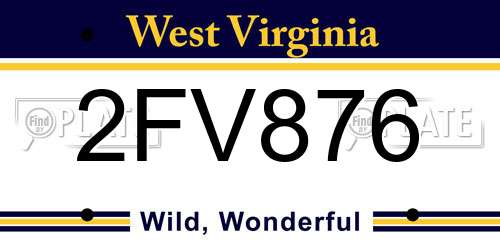 2FV876 West Virginia License Plate