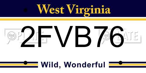2FVB76 West Virginia License Plate