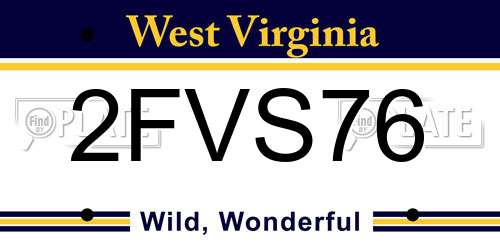 2FVS76 West Virginia License Plate