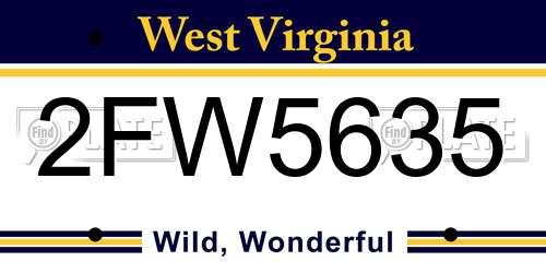 2FW5635 West Virginia License Plate