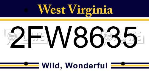 2FW8635 West Virginia License Plate
