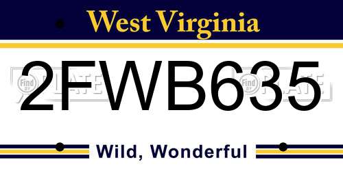 2FWB635 West Virginia License Plate