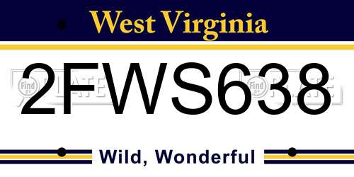 2FWS638 West Virginia License Plate