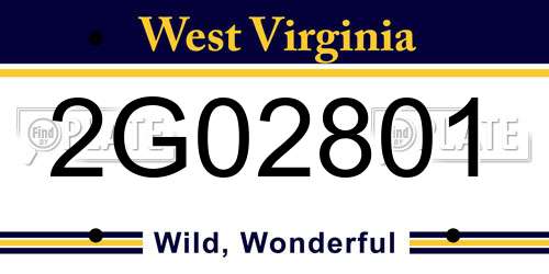 2G02801 West Virginia License Plate