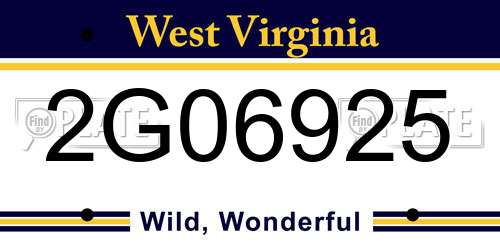 2G06925 West Virginia License Plate